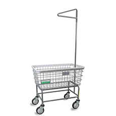 Antimicrobial Large Capacity Laundry Cart w/ Single Pole Rack RB-200F91-ANTI